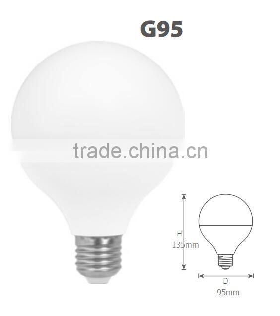 Aluminum Plastic SMD Chips E27 14w 1120 lm G95 G120 energy saving light bulb led bulb light bottle