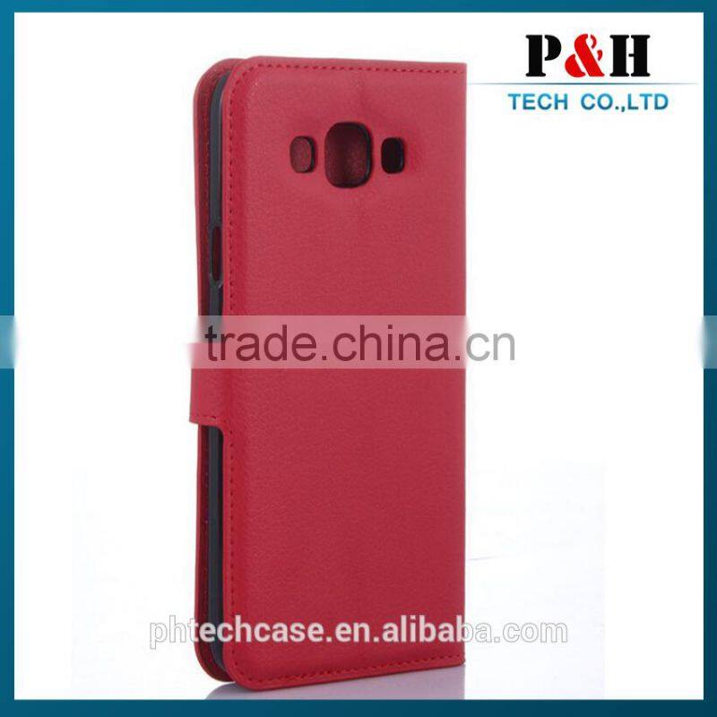 Case For Samsung Galaxy E7 Leather Stand Pouch With 2 Card Slots/Magnetic Snap