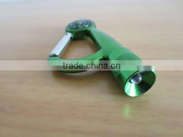 Aluminium mini carabiner LED Flashlight/Torch/hand light with compass