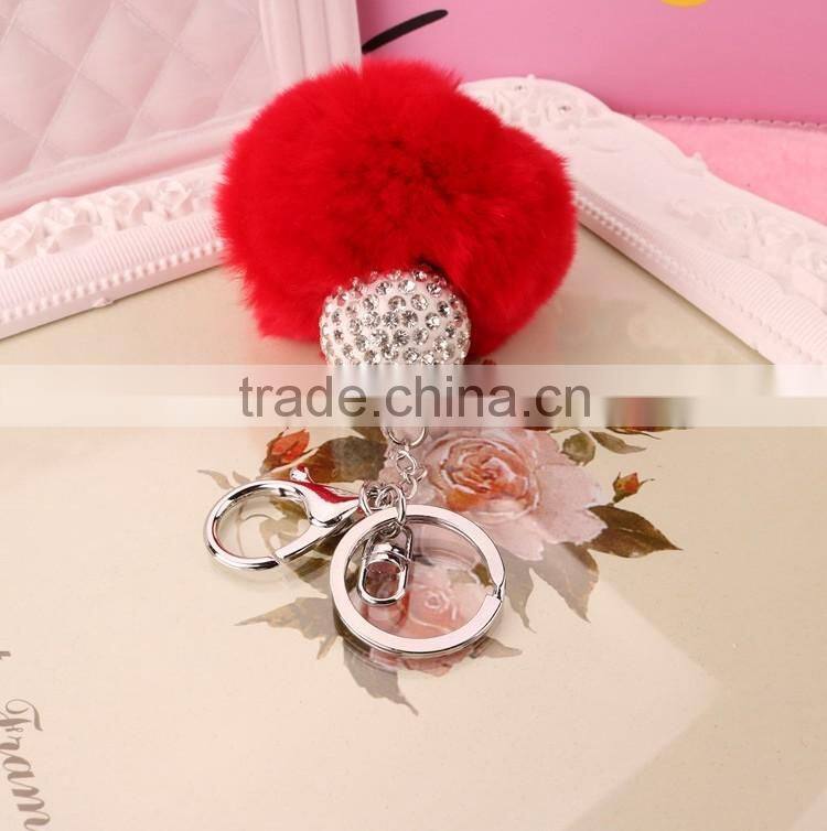 Keyring Pompom keychain Charm Ball Rabbit Fur Ball Genuine Soft Fluffy Key Chain Bag Pendant