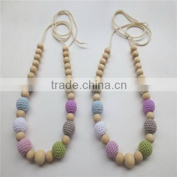 Crochet Necklace breastfeeding toy for baby Nursing Necklace Teething color wood bead Necklace