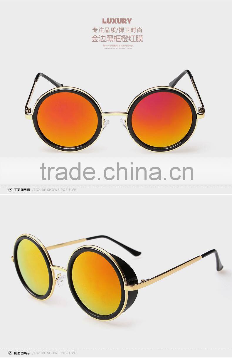 New product high quality Retro round sunglasses with color film