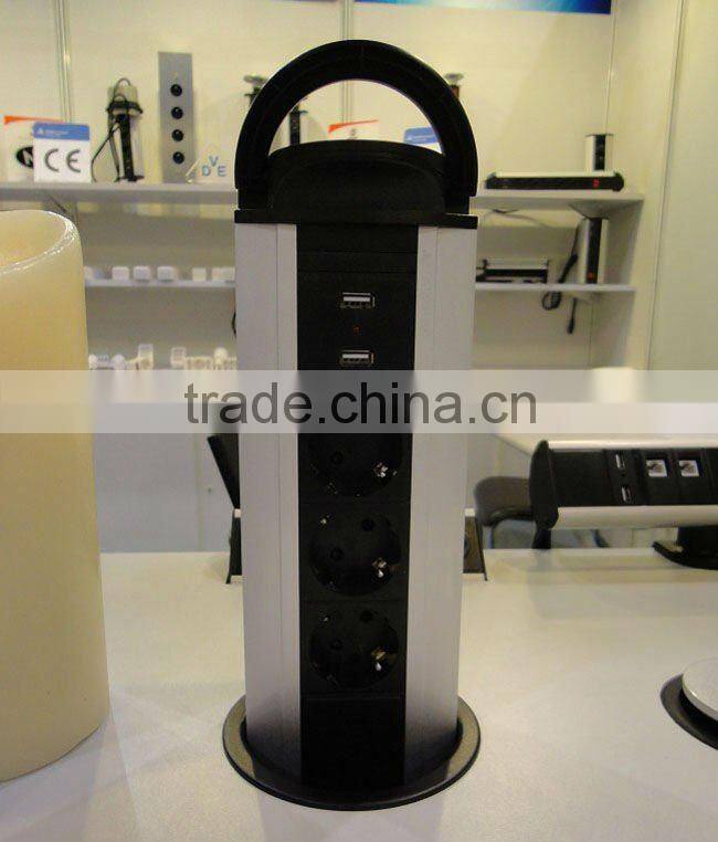 PULL UP German type Tabletop pop up power socket with usb