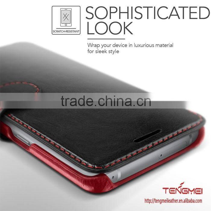 Black color high end leather case for Galaxy note 7, for Samsung Galaxy Note 7 case factory manufacture