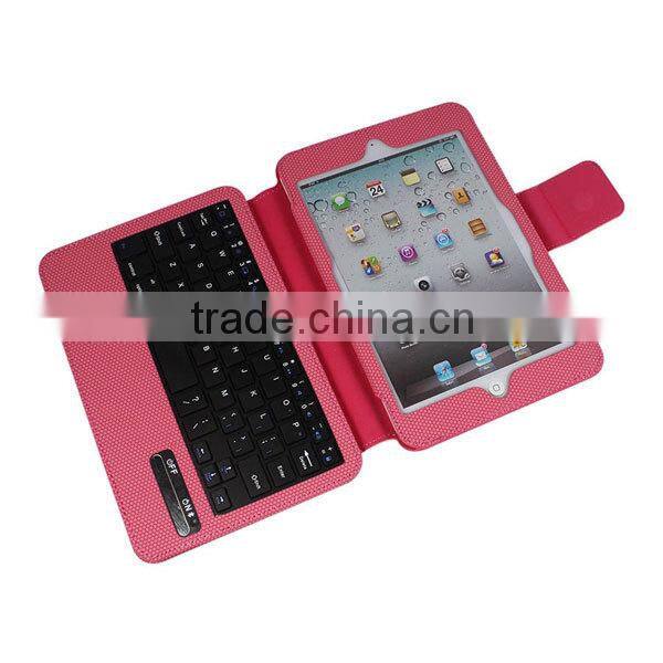 For ipad mini leather case bluetooth keyboard with supporter