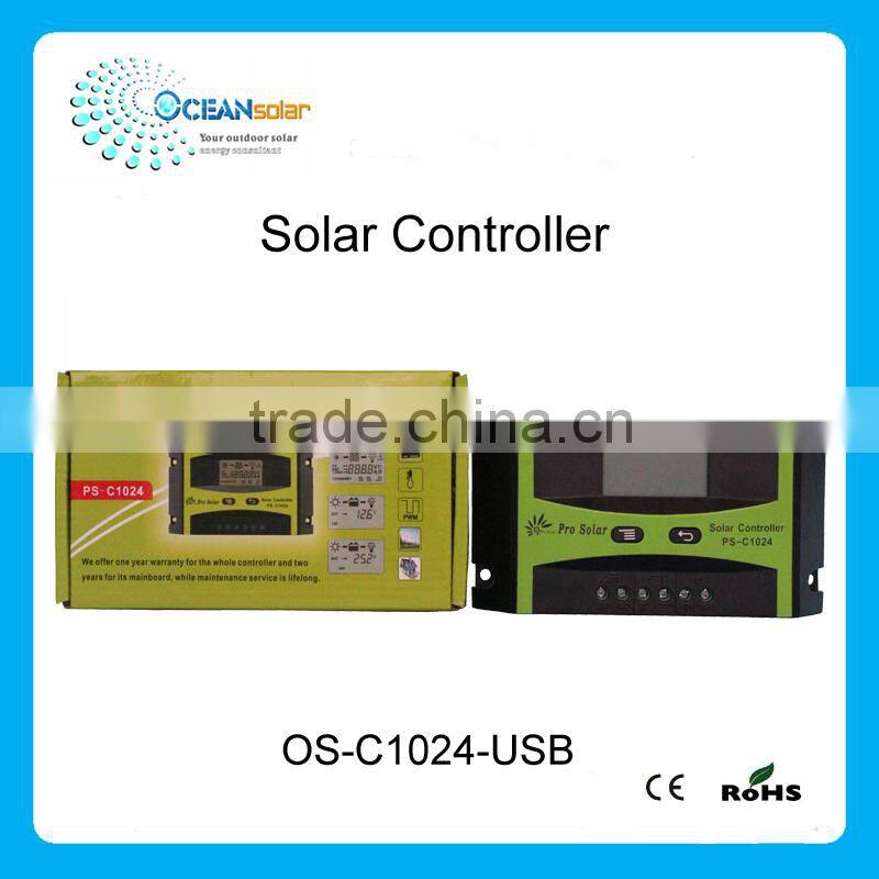 LCD display 12V 24V 10A PWM manual Solar charge Controller with USB