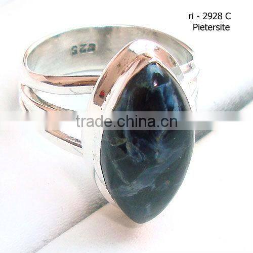 Blue lapis lazuli stone 925 silver fashion ring