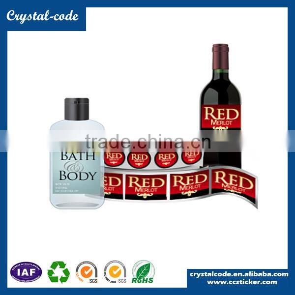 Good quality wine bottle plastic laminated perfume waterproof removable adhesive wine sticker