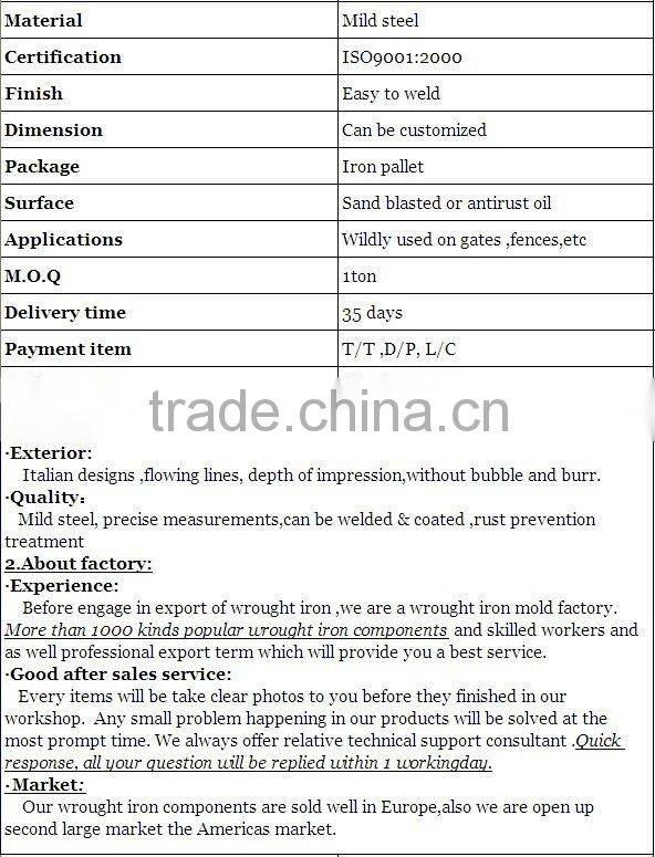 decorated wrought iron gate plate easy to weld and galvanized