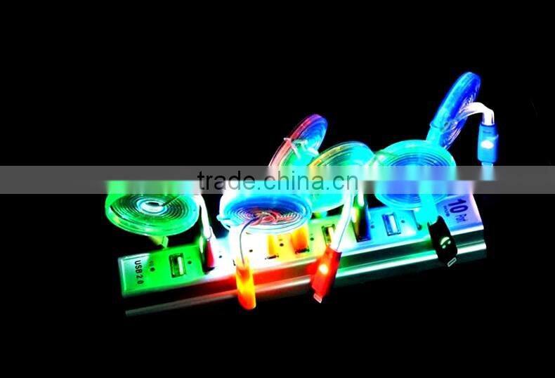 The new factory direct sale LED intelligent light charging data line