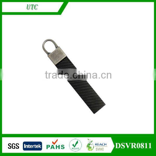 custom design plastic U zipper puller woven taps with logo zipper puller