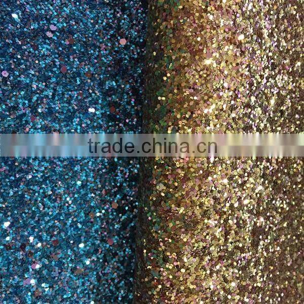 Chunky Glitter Fabric with strong twill backing popular use for ladies shoes ,handbags ,wallets ,evening bags