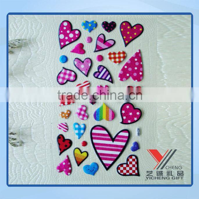 non-toxic kid lovely glitter puffy sticker printing