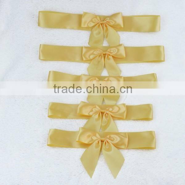 Custom Pre-tied satin ribbon bow with elastic Band for Gift Box