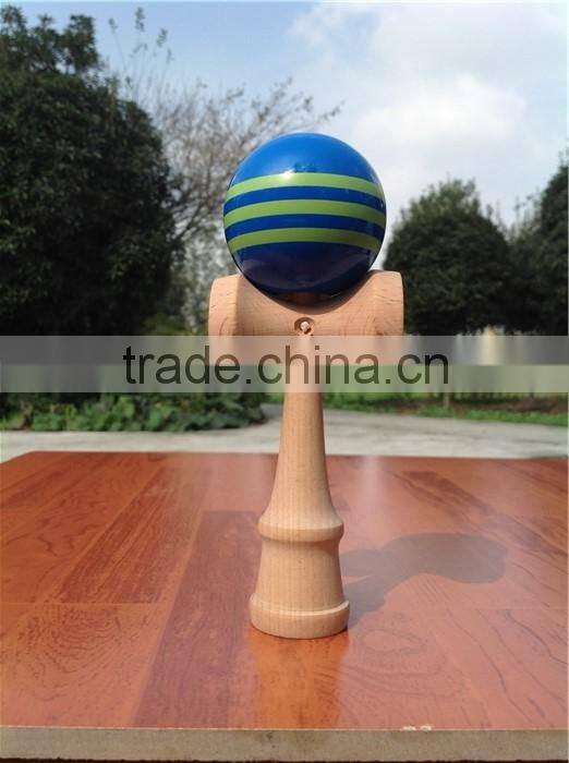 Beech wood blue with green stripe kendama,high quality custom kendama,kendama striped