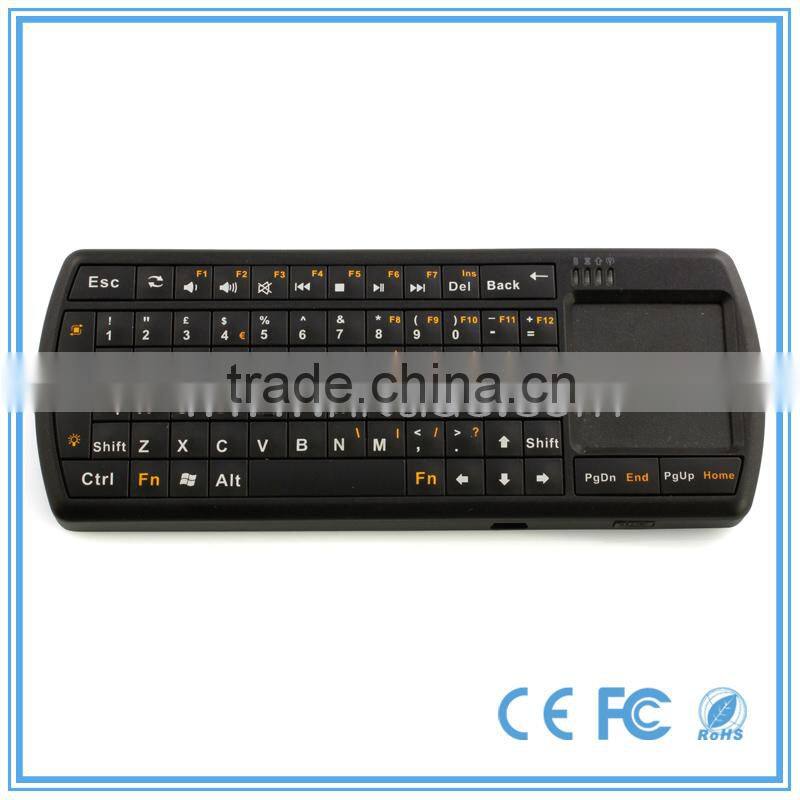 rechargeable usb port abs backlit mini bluetooth keyboard with touchpad for ipad