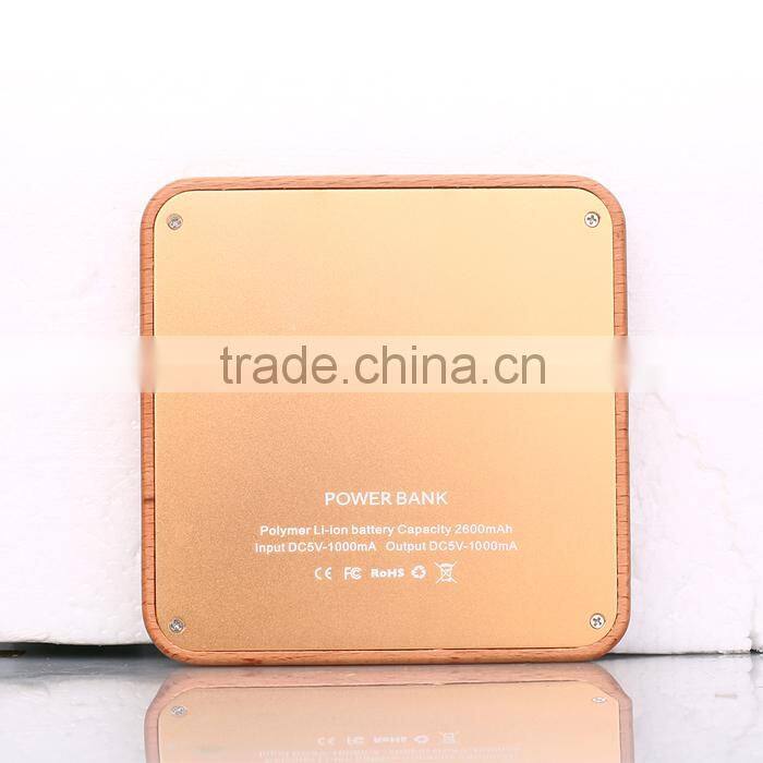 Wooden box mobile power portable charging Po Cheap Wooden power bank 2600 mah