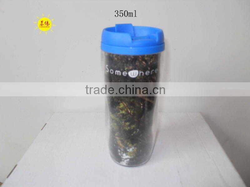 Double wall insulatedd plastic cups with full-color printing paper inserted