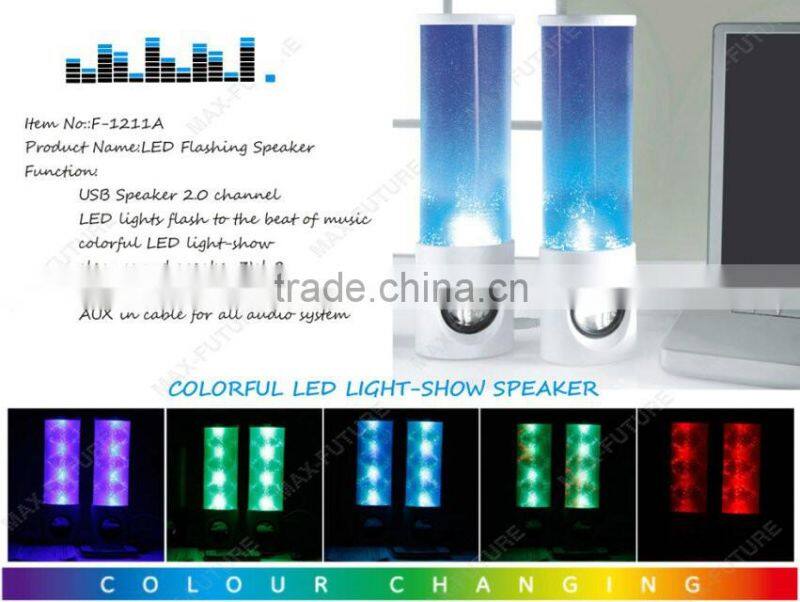 USB power LED flashing light speaker with sound responsive light show(F-1211-A)