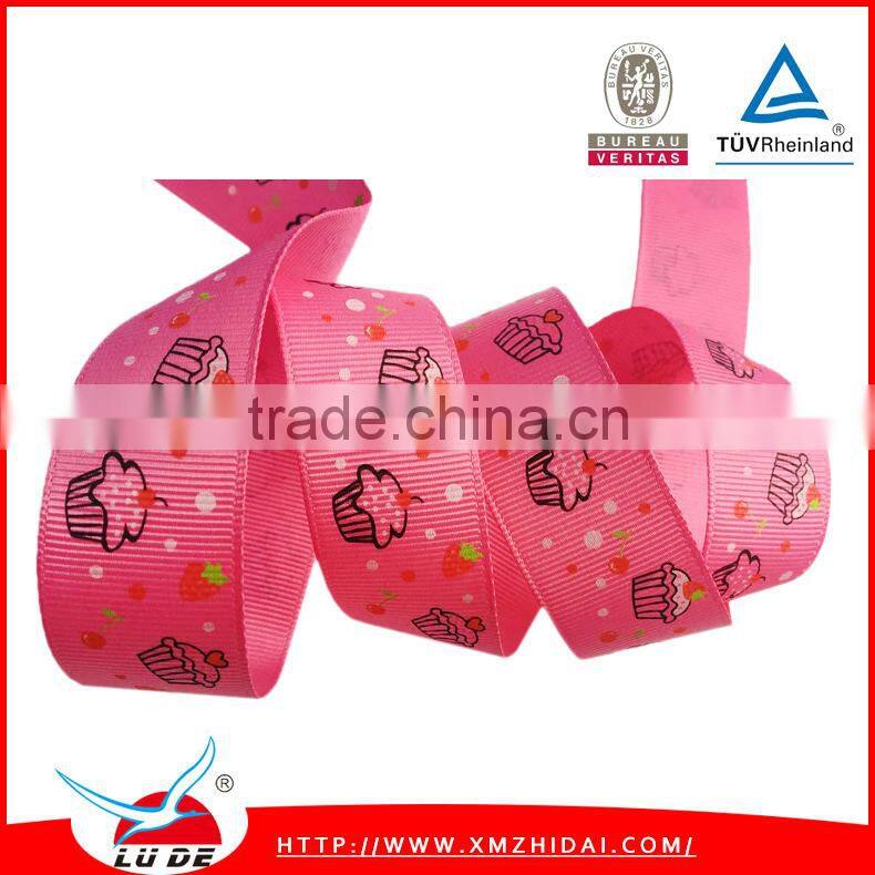 Custom printed grosgrain ribbon for company logo /pattern
