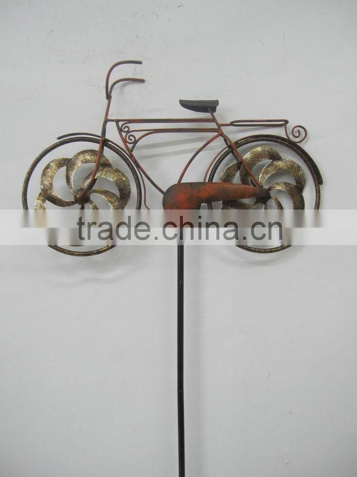 wholesale decorative metal garden bicycle stake windmill