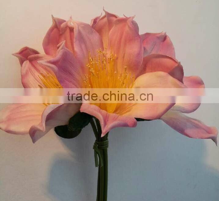 handmade white artificial bombax flower bouquet ,pu 5 head common bombax for decor