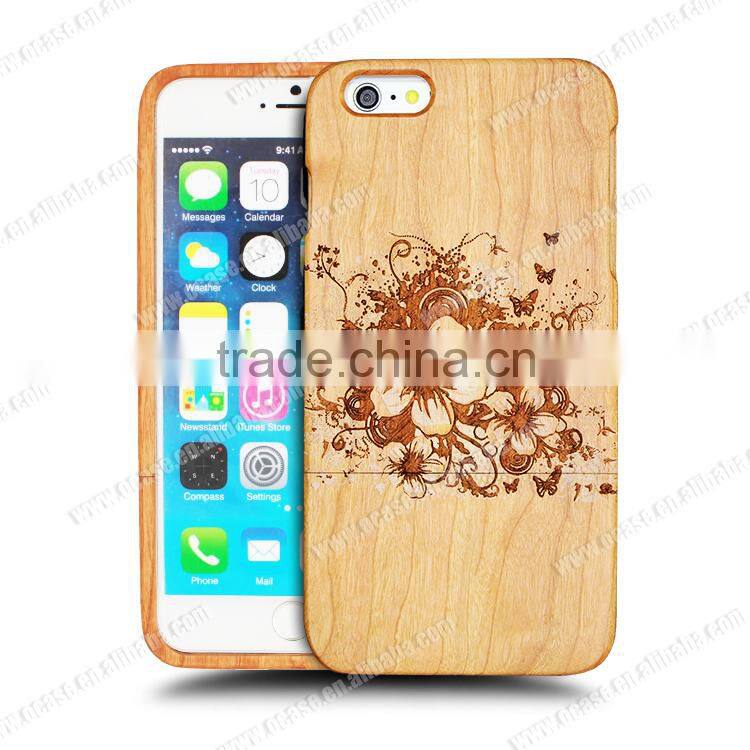 Universal Charming Engraving Durable wood phone case for Iphone 6 in two parts