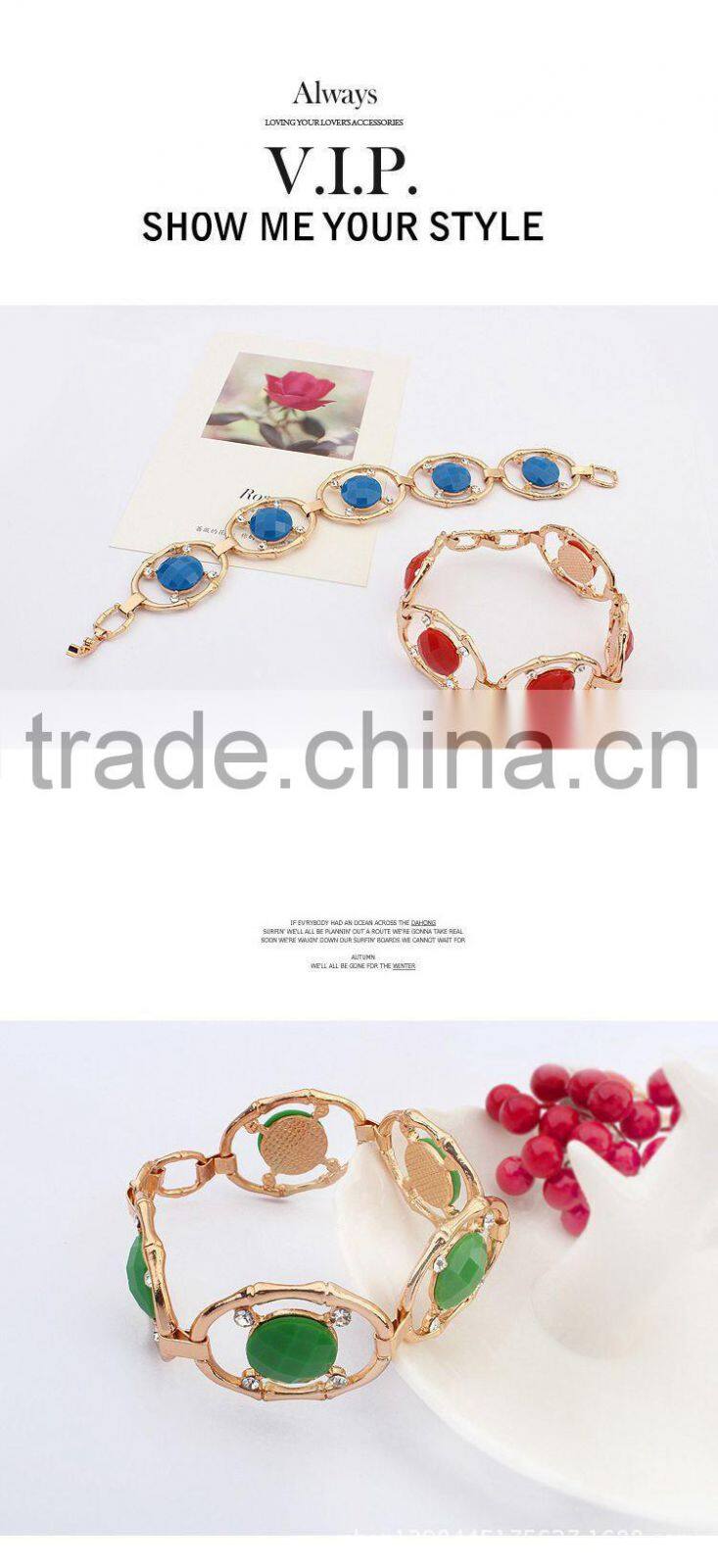 2015 Feichang anchor bracelet,magnetic Sapphire gemstone handmade bracelet