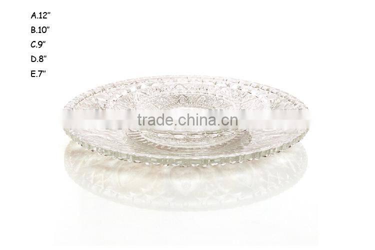 glass dinner plate with heart design for salad