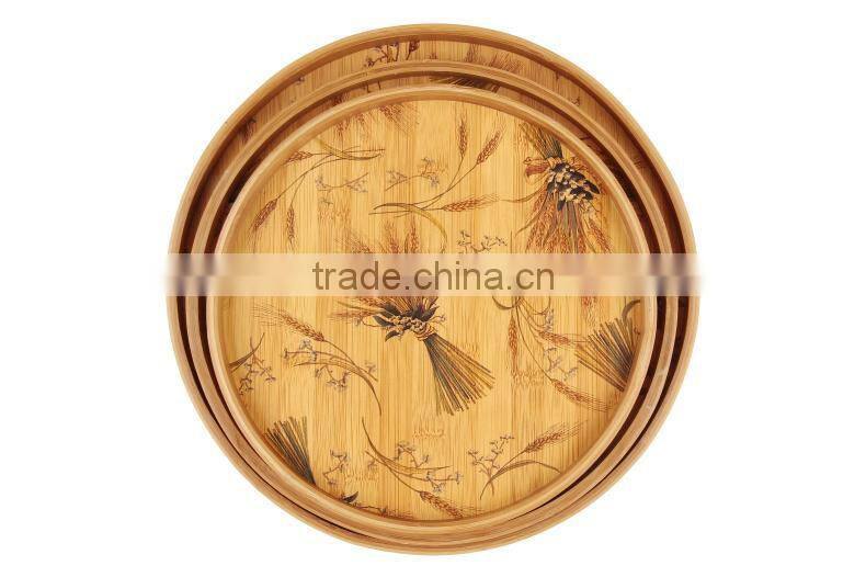 LC-9/Round Bamboo Serving Tray/Bamboo Tray For Tableware Kitchenware