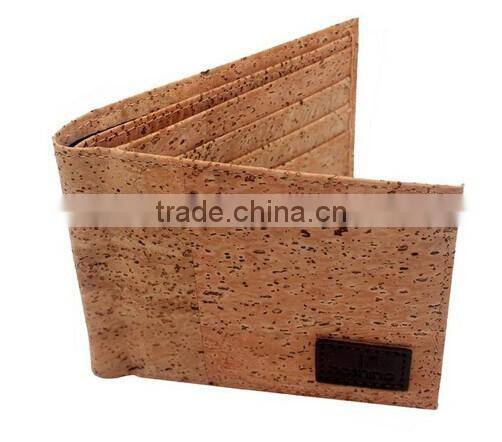 Wholesale cork vegan wallet with ID window and rfid for men