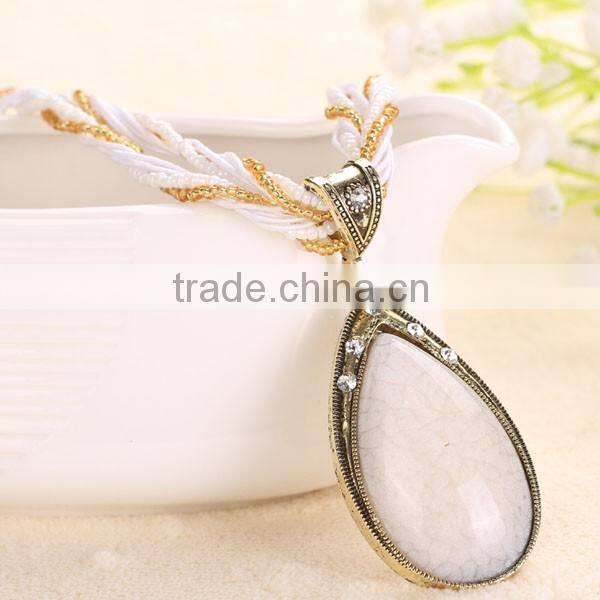 National Wind Women Water Drop Pendant Necklace