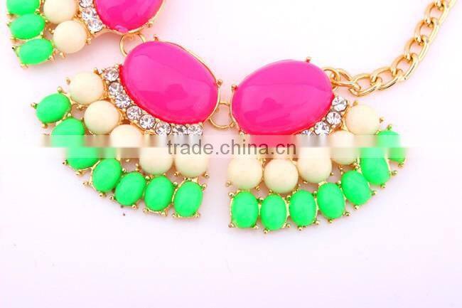 Top Quality Acrylic Multicolor Choker Vintage Pendant Statement Necklace Women Fashion Necklaces for Women 2014