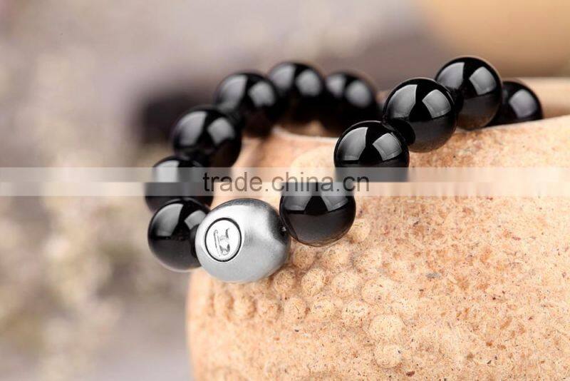 stock! healthy blue round natural turquoise steel bracelet