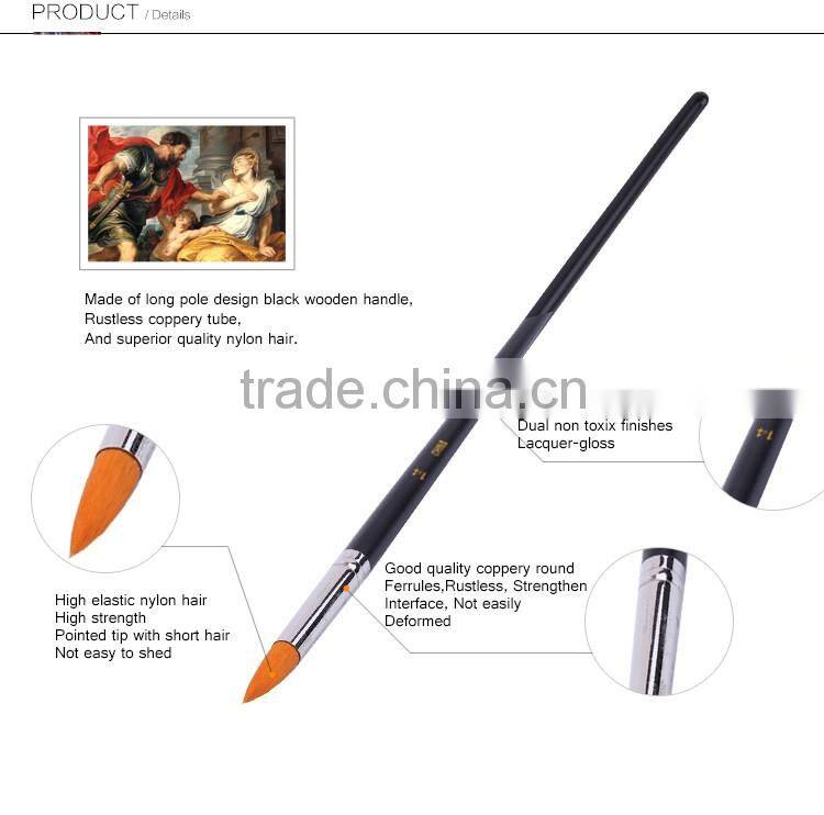 Cheap Custom Bulk Wholesale Paintbrush Art Supplier 6Pcs Round Nylon Artist Paint Brush Plated Tube Wood Handle Painting Brushes