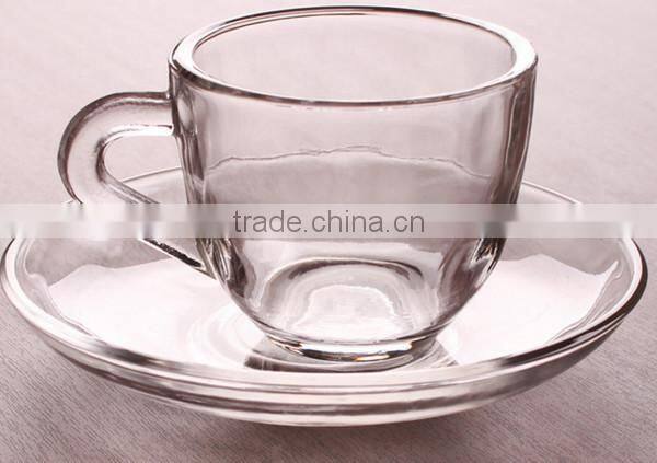 Small quantity order mini glass tea cup and saucer
