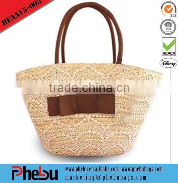 Fashion Satin beach bag with bow-tie for gift