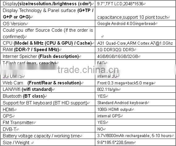 2013 The latest fashion tablet pc DM970 (9.7 inch quad core)