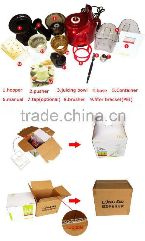 High quality PEI screw 150w 65RPM AC motor slow juicer extractor ,cold press juicer,slow juicer