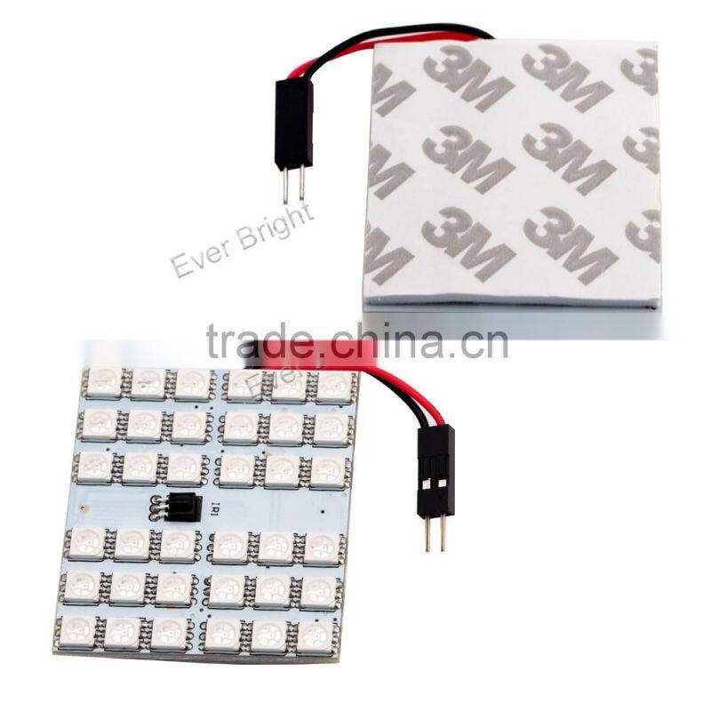 2016 5050 36smd 2pcs bulbs festoon/T10/Ba9s RGB controller led panel light square