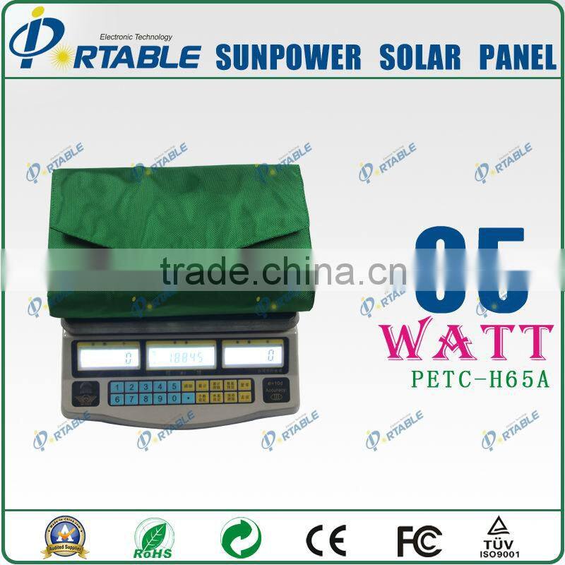 65W sunpower high efficiency pv solar panel for phone,lap top/12V battery