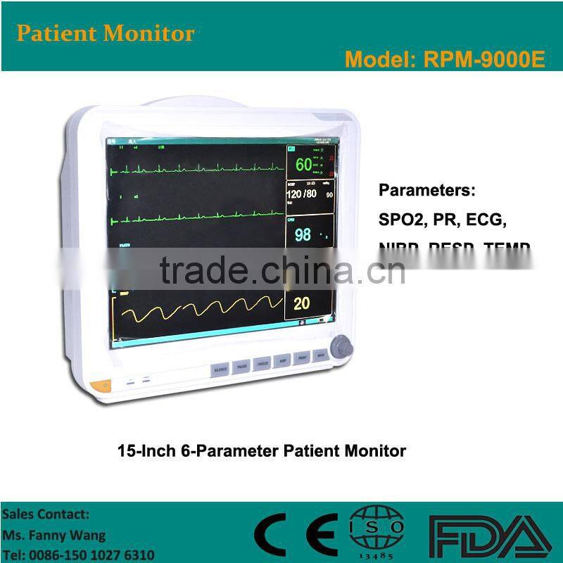 CE approved15-Inch 6-Parameter Patient Monitor /BP monitor/ECG monitor RPM-9000E