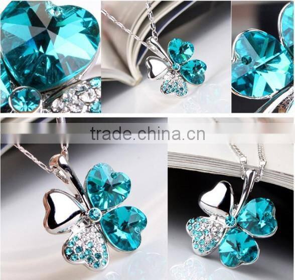 New Fashion Bib Statement Silver Plated Crystal Pendent Necklace Chain Jewellery