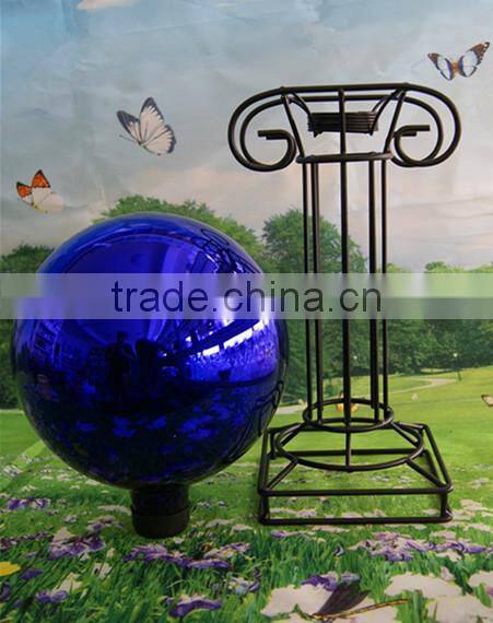 hand blown glass ball with metal stand,garden globe, large plating solid color ball