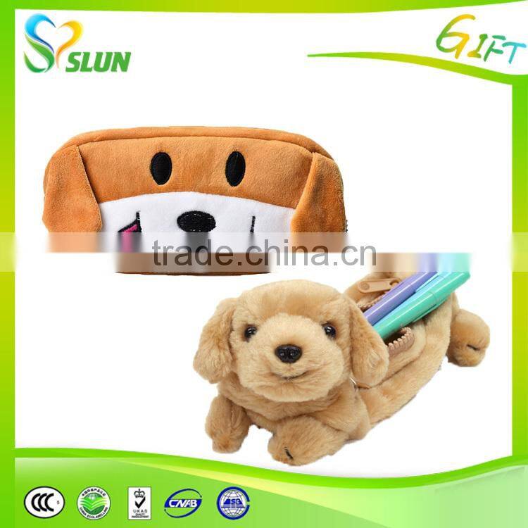 Top quality professional dog plush animal pencil bag
