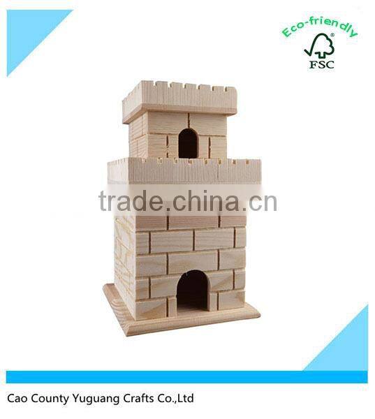 Natural Wood Castle Wooden Birdhouse