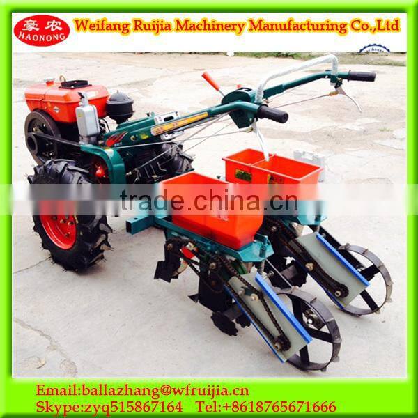 New design farm machinery fertilizer and Planting corn seeder machine used two wheel diesel engine mini walking tractor
