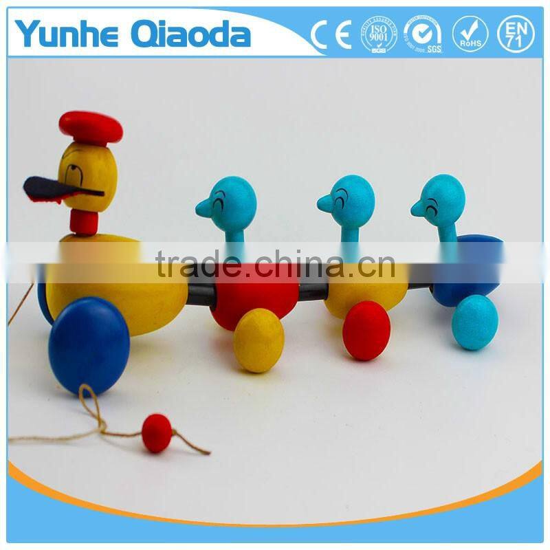 colorful Pull Along duck family Wooden Toy wiggles as you pull they makea fun baby