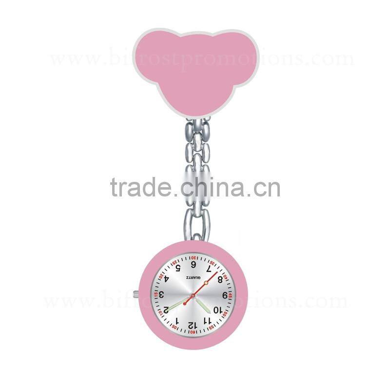 Mickey Shaped Portable Quartz Movement Digital Brooch Nurse Watch