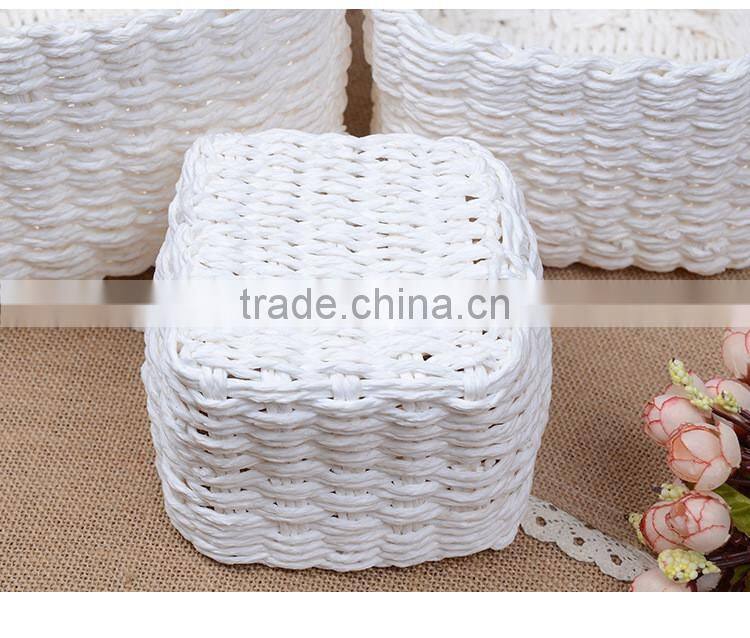 New set of 3 stackable design paper rope hand woven gift decorative small baskets